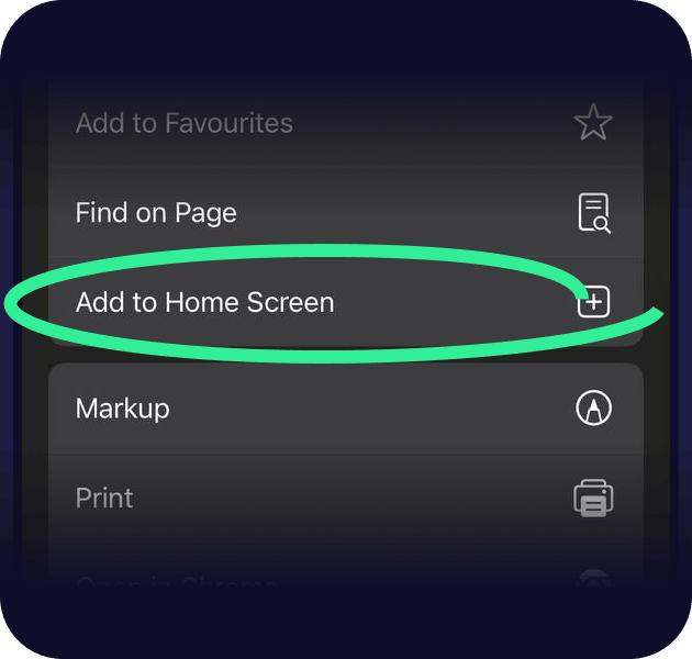 Click the button "Add to home screen".